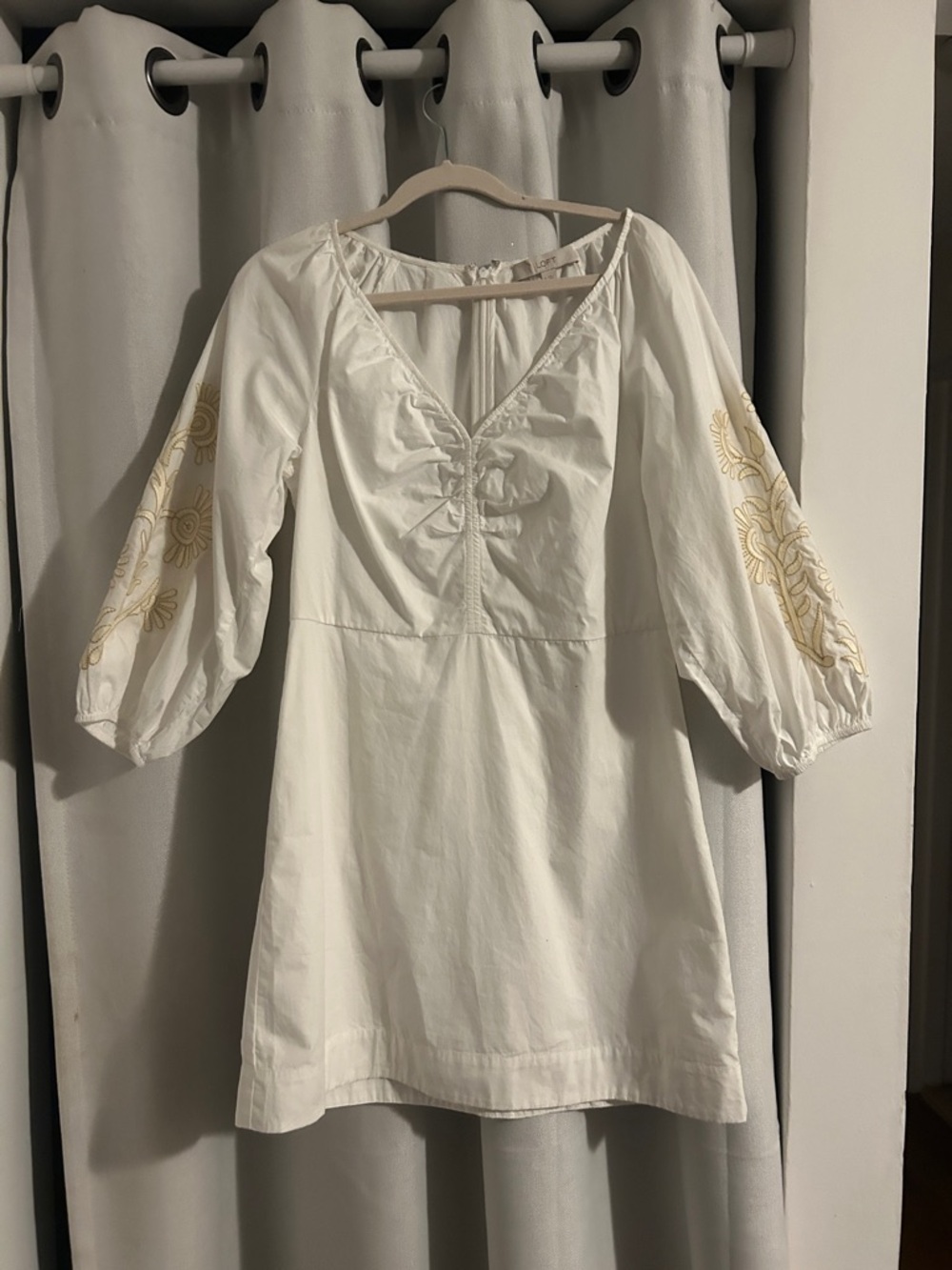 LOFT White embroidery sleeves dress - Picture 6 of 7